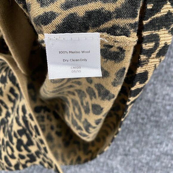 Talbots Cardigan Sweater Womens S Brown Leopard Merino Wool Button Up Mob Wife - Picture 7 of 9